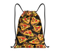 Uusnwaa Drawstring Pizza 3d Print Backpack String Bag Sackpack Cinch Water Resistant For Gym Shopping Sport Yoga