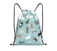 Uusnwaa Drawstring Raining Cats & Dogs Print Backpack String Bag Sackpack Cinch Water Resistant For Gym Shopping Sport Yoga