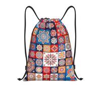 Uusnwaa Drawstring Retro Flowwer Print Backpack String Bag Sackpack Cinch Water Resistant For Gym Shopping Sport Yoga