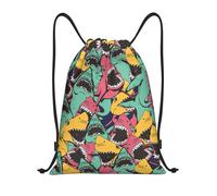 Uusnwaa Drawstring Shark Pattern Print Backpack String Bag Sackpack Cinch Water Resistant For Gym Shopping Sport Yoga