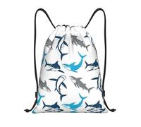 Uusnwaa Drawstring Sharks Print Backpack String Bag Sackpack Cinch Water Resistant For Gym Shopping Sport Yoga