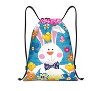 Uusnwaa Drawstring Spring Happy Easter Holiday Print Backpack String Bag Sackpack Cinch Water Resistant For Gym Shopping Sport Yoga