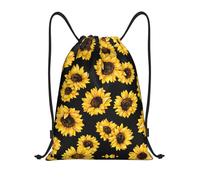 Uusnwaa Drawstring Spring Sunflowers Retro Flowers Print Backpack String Bag Sackpack Cinch Water Resistant For Gym Shopping Sport Yoga
