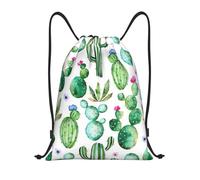 Uusnwaa Drawstring Tropical Cactus Tree Flower Print Backpack String Bag Sackpack Cinch Water Resistant For Gym Shopping Sport Yoga