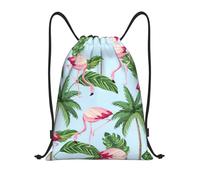 Uusnwaa Drawstring Tropical Flamingos Print Backpack String Bag Sackpack Cinch Water Resistant For Gym Shopping Sport Yoga