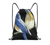 Uusnwaa Drawstring Two Birds Print Backpack String Bag Sackpack Cinch Water Resistant For Gym Shopping Sport Yoga