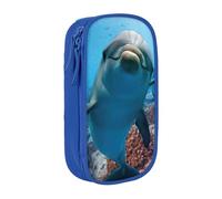 Uusnwaa Funny Dolphin Looking At You Print Pencil Case,Oxford Cloth Pencil Bag Storage Pouch,Multifunctional Pencil Pouch with Compartmens