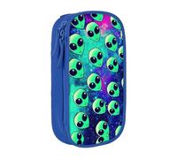 Uusnwaa Green Alien Print Pencil Case,Oxford Cloth Pencil Bag Storage Pouch,Multifunctional Pencil Pouch with Compartmens