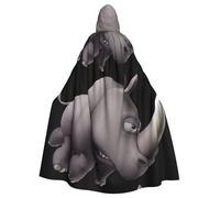 Uusnwaa Hooded Angry Rhino Print Cloak,Cloak With Hood Medieval Renaissance Cape For Men And Women Halloween Cosplay Costume