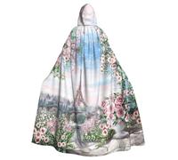 Uusnwaa Hooded Beautiful Eiffel Tower Paris Print Cloak,Cloak With Hood Medieval Renaissance Cape For Men And Women Halloween Cosplay Costume