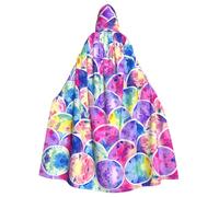 Uusnwaa Hooded Beautiful Rainbow Colors Mermaid Print Cloak,Cloak With Hood Medieval Renaissance Cape For Men And Women Halloween Cosplay Costume