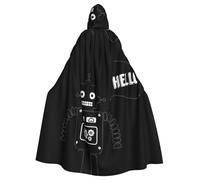Uusnwaa Hooded Black Robot Print Cloak,Cloak With Hood Medieval Renaissance Cape For Men And Women Halloween Cosplay Costume