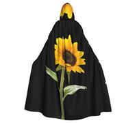 Uusnwaa Hooded Bloom Sunflower Print Cloak,Cloak With Hood Medieval Renaissance Cape For Men And Women Halloween Cosplay Costume