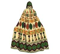 Uusnwaa Hooded Bohemia Style Traditional African Pattern Print Cloak,Cloak With Hood Medieval Renaissance Cape For Men And Women Halloween Cosplay Costume