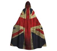 Uusnwaa Hooded British Flag Print Cloak,Cloak With Hood Medieval Renaissance Cape For Men And Women Halloween Cosplay Costume