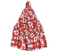 Uusnwaa Hooded Canadian Flag Print Cloak,Cloak With Hood Medieval Renaissance Cape For Men And Women Halloween Cosplay Costume