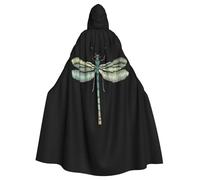 Uusnwaa Hooded Dragonfly Black Print Cloak,Cloak With Hood Medieval Renaissance Cape For Men And Women Halloween Cosplay Costume