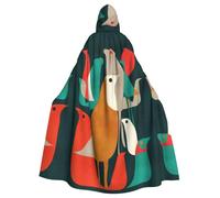 Uusnwaa Hooded Flock Of Birds Print Cloak,Cloak With Hood Medieval Renaissance Cape For Men And Women Halloween Cosplay Costume
