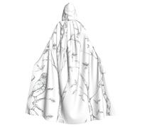 Uusnwaa Hooded Gray Woods And Birds Print Cloak,Cloak With Hood Medieval Renaissance Cape For Men And Women Halloween Cosplay Costume