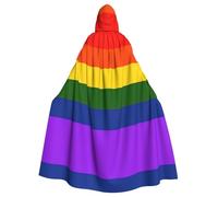 Uusnwaa Hooded Rainbow Flag Print Cloak,Cloak With Hood Medieval Renaissance Cape For Men And Women Halloween Cosplay Costume