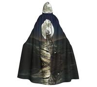 Uusnwaa Hooded Sailing Ship In Storm Print Cloak,Cloak With Hood Medieval Renaissance Cape For Men And Women Halloween Cosplay Costume