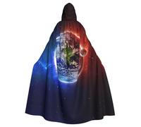 Uusnwaa Hooded Space Planet Earth Print Cloak,Cloak With Hood Medieval Renaissance Cape For Men And Women Halloween Cosplay Costume