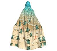 Uusnwaa Hooded Turtle Starfish Print Cloak,Cloak With Hood Medieval Renaissance Cape For Men And Women Halloween Cosplay Costume