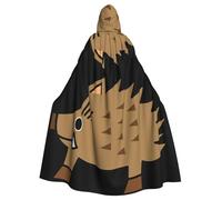 Uusnwaa Hooded Wild Boar Animation Print Cloak,Cloak With Hood Medieval Renaissance Cape For Men And Women Halloween Cosplay Costume