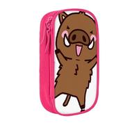 Uusnwaa Jumping Boar Animation Print Pencil Case,Oxford Cloth Pencil Bag Storage Pouch,Multifunctional Pencil Pouch with Compartmens