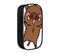 Uusnwaa Jumping Boar Animation Print Pencil Case,Oxford Cloth Pencil Bag Storage Pouch,Multifunctional Pencil Pouch with Compartmens