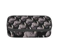 Uusnwaa Large Capacity Zipper Angry Rhino Print Pencil Case & Pouch,Multi-Slot Stationery Organizer with Mesh Pocket for School