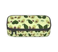 Uusnwaa Large Capacity Zipper Avocado Fruit Print Pencil Case & Pouch,Multi-Slot Stationery Organizer with Mesh Pocket for School