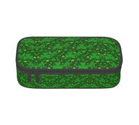 Uusnwaa Large Capacity Zipper Background St Patrick's Day Glitter Print Pencil Case & Pouch,Multi-Slot Stationery Organizer with Mesh Pocket for School