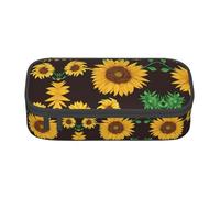 Uusnwaa Large Capacity Zipper Beautiful Sunflower. Print Pencil Case & Pouch,Multi-Slot Stationery Organizer with Mesh Pocket for School