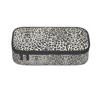 Uusnwaa Large Capacity Zipper Black Leopard Print Print Pencil Case & Pouch,Multi-Slot Stationery Organizer with Mesh Pocket for School