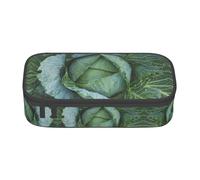 Uusnwaa Large Capacity Zipper Bright Cabbage Print Pencil Case & Pouch,Multi-Slot Stationery Organizer with Mesh Pocket for School
