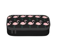 Uusnwaa Large Capacity Zipper Hand Painted Flamingo Bird Print Pencil Case & Pouch,Multi-Slot Stationery Organizer with Mesh Pocket for School