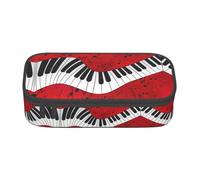 Uusnwaa Large Capacity Zipper Music Note Piano Print Pencil Case & Pouch,Multi-Slot Stationery Organizer with Mesh Pocket for School