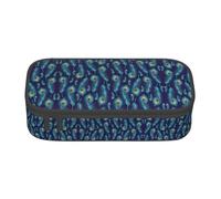 Uusnwaa Large Capacity Zipper Peacock Bird Feathers Print Pencil Case & Pouch,Multi-Slot Stationery Organizer with Mesh Pocket for School