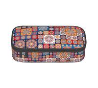 Uusnwaa Large Capacity Zipper Retro Flowwer Print Pencil Case & Pouch,Multi-Slot Stationery Organizer with Mesh Pocket for School