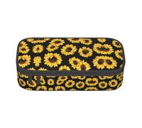 Uusnwaa Large Capacity Zipper Spring Sunflowers Retro Flowers Print Pencil Case & Pouch,Multi-Slot Stationery Organizer with Mesh Pocket for School