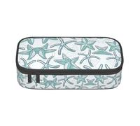 Uusnwaa Large Capacity Zipper Starfish Print Pencil Case & Pouch,Multi-Slot Stationery Organizer with Mesh Pocket for School