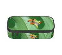 Uusnwaa Large Capacity Zipper Tree Frog Baby Print Pencil Case & Pouch,Multi-Slot Stationery Organizer with Mesh Pocket for School