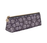Uusnwaa Leather Cartoon Cute Elephant Print Pen Case Pencil Bag Pouch with Zipper,Cosmetic Organizer Bag for School Office Woman Man