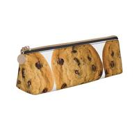 Uusnwaa Leather Chocolate Cookie Print Pen Case Pencil Bag Pouch with Zipper,Cosmetic Organizer Bag for School Office Woman Man