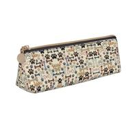 Uusnwaa Leather Dog Bones Paw Print Pen Case Pencil Bag Pouch with Zipper,Cosmetic Organizer Bag for School Office Woman Man