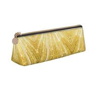 Uusnwaa Leather Gold Bling Print Pen Case Pencil Bag Pouch with Zipper,Cosmetic Organizer Bag for School Office Woman Man