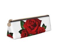 Uusnwaa Leather Gothic Rose Print Pen Case Pencil Bag Pouch with Zipper,Cosmetic Organizer Bag for School Office Woman Man