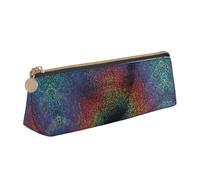 Uusnwaa Leather Holographic Dreams Print Pen Case Pencil Bag Pouch with Zipper,Cosmetic Organizer Bag for School Office Woman Man