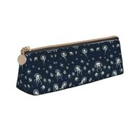 Uusnwaa Leather Jellyfish Pattern Print Pen Case Pencil Bag Pouch with Zipper,Cosmetic Organizer Bag for School Office Woman Man